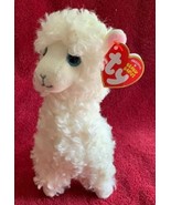 2018 TY Beanie Baby 8&quot; LILY White Llama Plush Animal Stuffed Curly Wooll... - £8.81 GBP