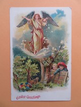 Easter Postcard Antique 1900&#39;s (Germany) Angel with Children with Easter... - £15.97 GBP