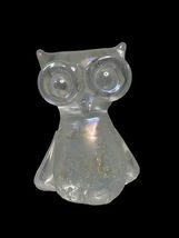 Vintage Art Glass Iridescent Clear Owl Bullicante Bubbles Pele’s Glass H... - $18.20