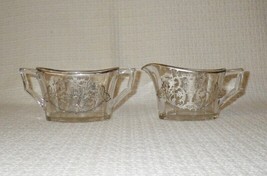 Sterling Silver Overlay Vintage Glass Sugar & Creamer Urn with Flowers & Scrolls - $43.55