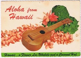 Postcard Aloha From Hawaii Guitar Lei - £2.38 GBP