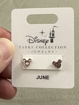 Disney Parks Mickey Mouse Lt Amethyst June Birthstone Stud Earrings Gold Color - $32.90