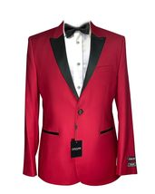 Couture 1910 Red Stretch 1-Button Peak Label Tuxedo Jacket Slim Fit Size 42 Shor - £175.59 GBP