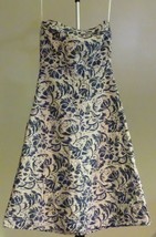Jcrew White Blue Denim Flower Tube Strapless Knee Length Cotton Dress Zip P2 Pxs - £6.32 GBP