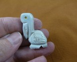 (Y-BIR-PE-22) white tan PELICAN carving Figurine soapstone Peru I love p... - $8.59
