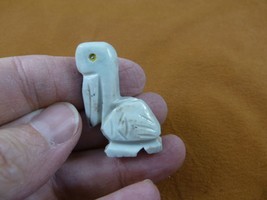 (Y-BIR-PE-22) white tan PELICAN carving Figurine soapstone Peru I love p... - £6.78 GBP