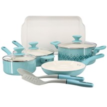 Spice By Tia Mowry 10 Piece Ceramic Nonstick Aluminum Cookware Set in Mint - £82.66 GBP