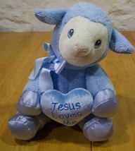 Aurora Baby Musical "Jesus Loves Me" Soft Cute Blue Lamb Plush - $15.35