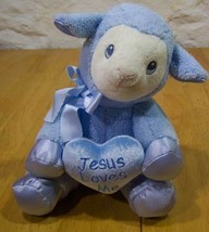 Aurora Baby MUSICAL &quot;JESUS LOVES ME&quot; SOFT CUTE Blue Lamb Plush - $15.35