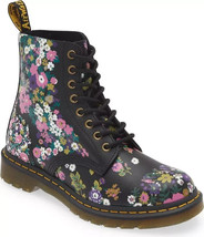 Dr Martens Sz 7/38 Womens Pascal 1460 Boots Vintage Black Floral Leather NEW - $108.89