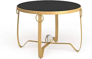 Safavieh Home Collection Elisha Black and Gold Leaf Round Coffee Table - £424.10 GBP