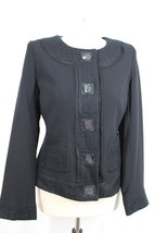 NWT White House Black Market 6 Black Tweed Snap Front Jacket Blazer - £22.70 GBP