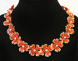 Lovely Vintage Mid Century MCM Aluminum Flower Floral Adjustable Necklace - £15.69 GBP