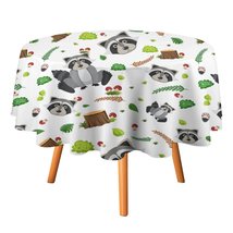 Cute Animal Raccoon Tablecloth Round Kitchen Dining for Table Cover Decor Home - $15.99+