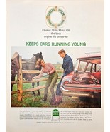 QUAKER STATE Motor Oil - Engine Life Preserver - Horses-1964 Vintage Pri... - $11.63