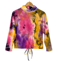 LUSH Mock Neck Pullover Top Womens size Small L/S French Terry Tie Dye M... - £21.57 GBP