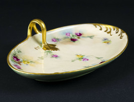 W Guerin Limoges Handled Tray, Antique Artist Signed Roses &amp; Gold, Vanit... - £58.99 GBP