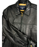 Dockers men&#39;s lambs leather jacket lined supple soft black bomber biker ... - $65.50