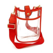 Clear Stadium Crossbody Handbag Red Accents - £22.21 GBP