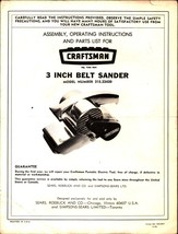 Craftsman 3 Inch Belt Sander Instructions and Part List vintage - £17.72 GBP