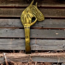 Brass Horse Head Equestrian Vintage Wall Coat Towel Hook India - $439.33 MXN