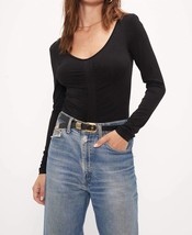 Project Social T cool girl ruched front top in Black - £36.34 GBP