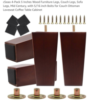 4-Pack 5 Inches Wood Furniture Legs, Couch Legs, Sofa Legs, Mid Century,... - $17.70