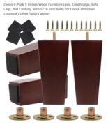 4-Pack 5 Inches Wood Furniture Legs, Couch Legs, Sofa Legs, Mid Century,... - $24.39 CAD