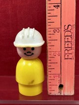 JUMBO Fisher Price Little People 3&quot; Construction Worker w/ Hard Hat VTG Figure - £9.18 GBP