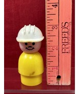 JUMBO Fisher Price Little People 3&quot; Construction Worker w/ Hard Hat VTG ... - $11.87