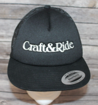 Craft &amp; Ride Black Snap Back Baseball Hat Mesh Back White Embroidered Cap Nwt - $19.38