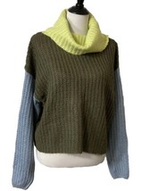 HYFVE Sweater Cowl Neck Sz M Boho Cropped Colorful Top Soft Lightweight Knit - £15.88 GBP