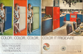 1966 Frigidaire Vintage Print Ad Space Age Refrigeration Bold Colors Groovy - $16.35