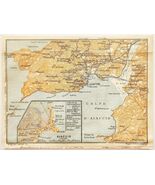 1914 Map Golfe D&#39;Ajaccio Southern France Lithograph WW1 Era Antique DWW12A - $548.16 MXN