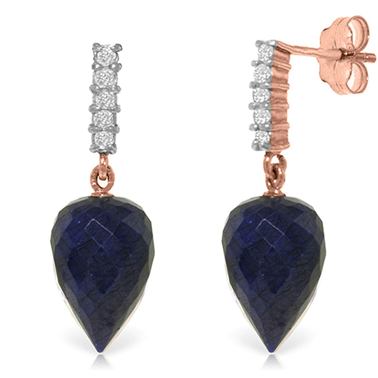 Galaxy Gold GG 14k Rose Gold Earrings with Diamonds and Pointy Briolette... - $648.44+