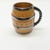 Beer Mug Barrel Brown Silver Trim SteinTankard G Japan Vintage - $9.87