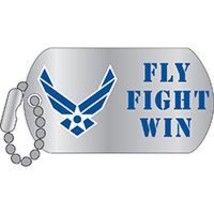 United States Airforce USAF Logo Fly Fight Win Dog Tag Pin 1&quot; - £7.53 GBP