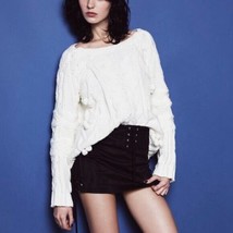 FOR LOVE &amp; LEMONS Womens Sweater Braided Cable Coarse Knitting Ivory Size S - £58.26 GBP