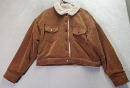 CI SONO Jacket Womens Medium Brown Corduroy Sherpa Lined Collar Button Front EUC - £18.18 GBP