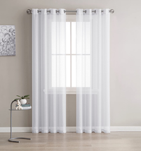 Sheer White Curtains. Faux Linen White Sheer Curtains. 2 White Sheer Curtain Pan - £17.32 GBP