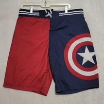 Marvel Captain America Mens Swim Trunks Size XL Blue Red White Pockets - £13.52 GBP