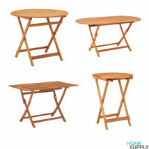 Outdoor Garden Patio Wooden Folding Wood Dining Coffee Table With Umbrella Hole - £71.37 GBP+