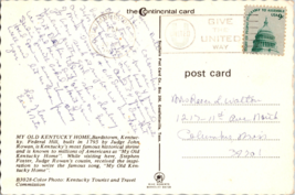Vtg Postcard My Old Kentucky Home, Bardstown Kentucky, Federal Hill - £5.18 GBP