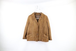 Vintage 50s Streetwear Womens Large Thrashed Lined Suede Leather Jacket Brown - £77.83 GBP