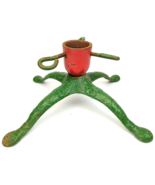 Antique Ornate 1900s Cast Iron Christmas Tree Stand 4 Leg 18&quot; Green/Red ... - €64,17 EUR