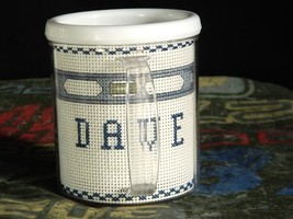 Carpenter Worksmith Cross Stitch Plastic Cup Mug Finished Completed Made... - £15.58 GBP