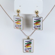 USPS Stamp Love USA 22 Cents 1985 Necklace Clip Earrings - £15.66 GBP