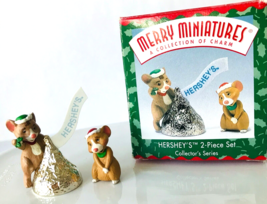 Hallmark Merry Miniatures Mice Hershey&#39;s Christmas Holiday Ornament 1998 in Box - £13.23 GBP