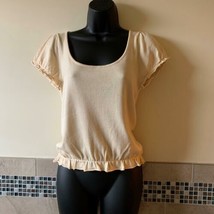 NWOT TOCCA Honey Beige Silk &amp; Cashmere Short Sleeve Sweater SZ L - £38.33 GBP