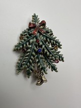 Avon 2004 1ST Annual Green Enamel Rhinestone Christmas Tree Brooch Pin 6cm BB3 - £20.70 GBP